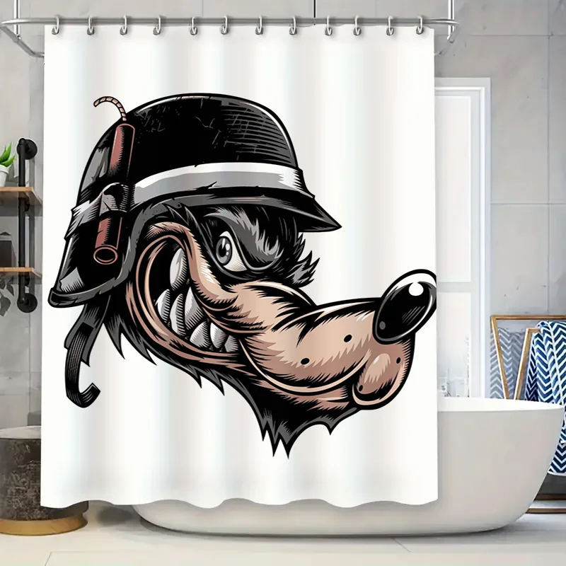 

Уникальная занавеска для душа с мультяшными животными, крутой дизайн дикого кабана в стиле милитари для украшения ванной комнаты