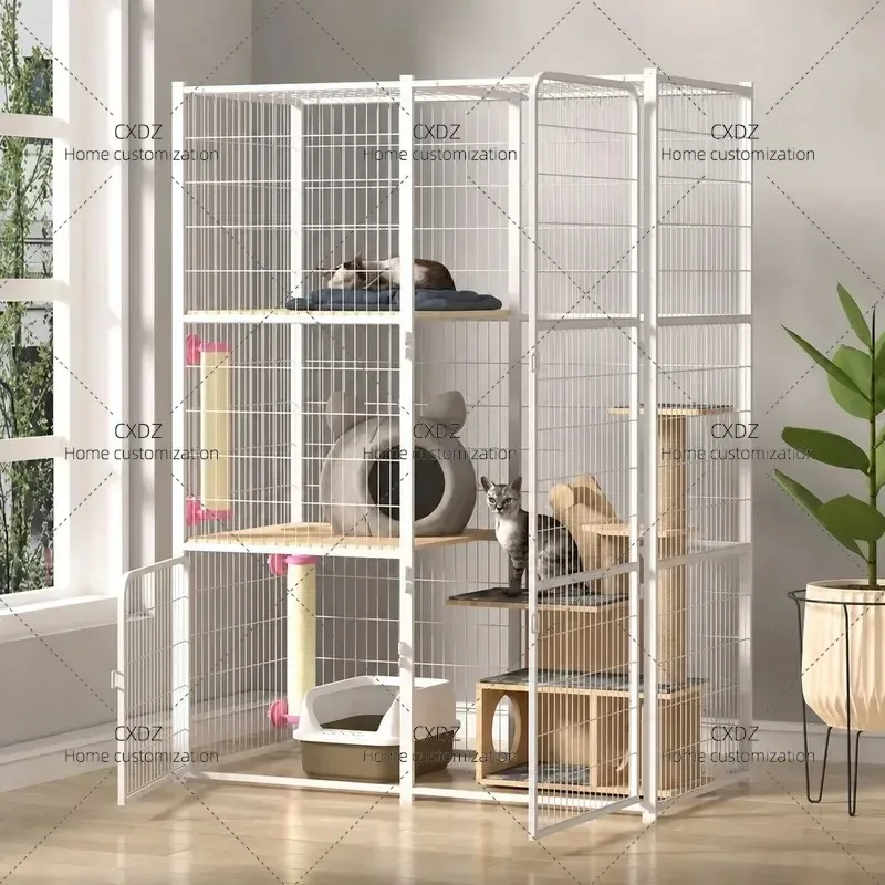 Large Three Story Cat Villa Bottomless Splicing Cage Oversized Castle Free Space Luxury Multi Level Pet House