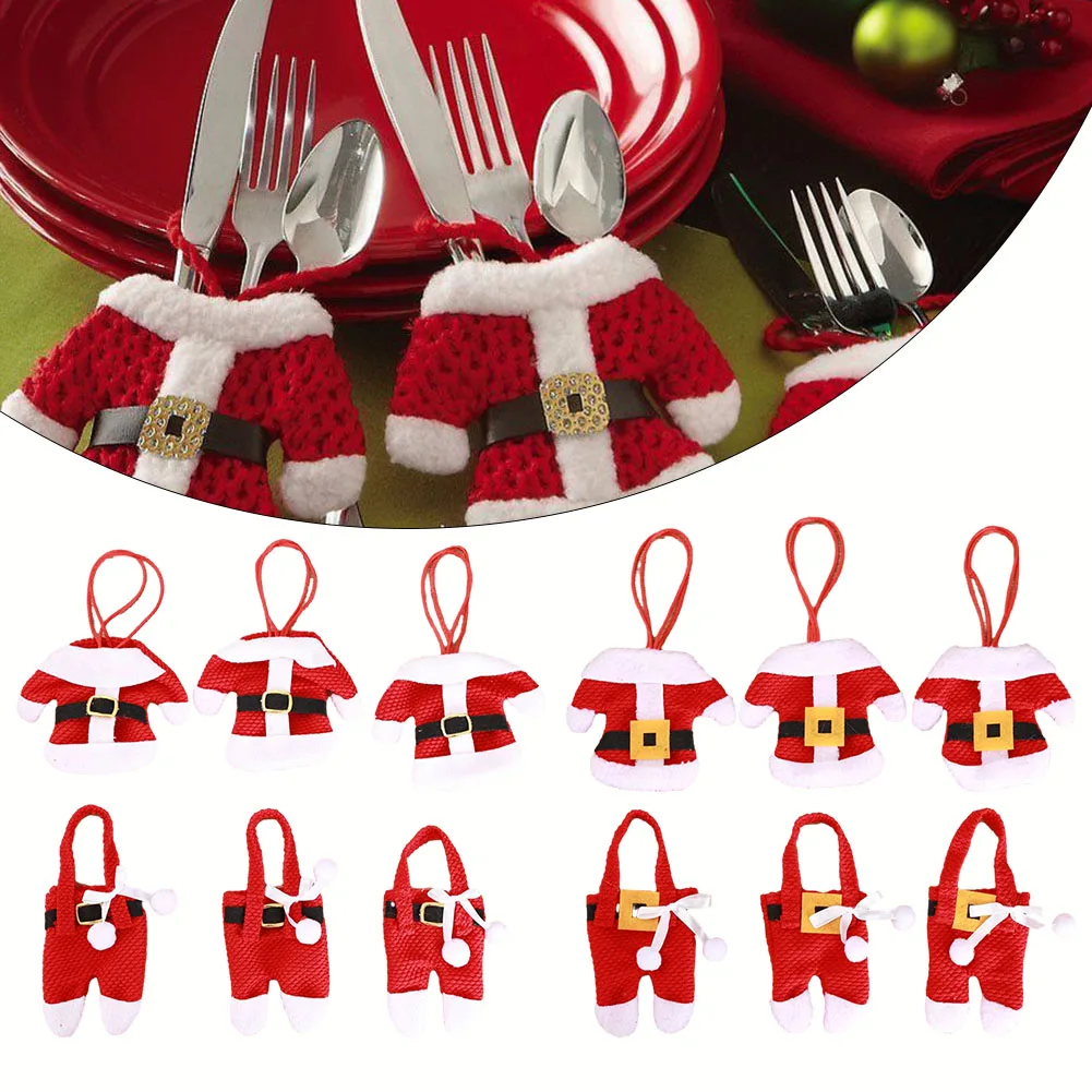 Schützen Sie Ihr Geschirr und verleihen Sie Ihrem Weihnachts essen mit 3 Sätzen Löffel Gabel Tasche Rock Hose Besteck halter einen Charme