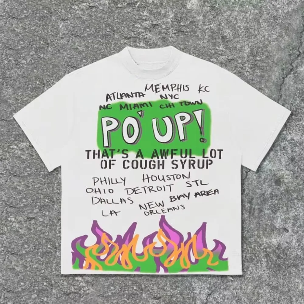 2025 That's A Awful Lot of Cough Syrup Po Up Graphic Cotton T-Shirt Unisex Harajuku Vintage Streetwear Men Clothing Shirts Tees
