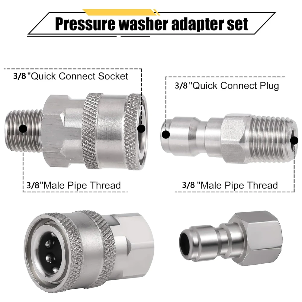 Łącznik do szybkiego łączenia lub myjka ciśnieniowa ze stali nierdzewnej 3/8 Cal do szybkiego łączenia do szybkiego łączenia męskich i żeńskich lub