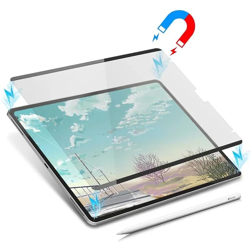 Paper-feel Screen Protector for iPad Pro 5 6 7 8 9 10 Air 1 2 3 4 Mini 11 12.9 13 inch Magnetic Detachable Matte Soft PET Film