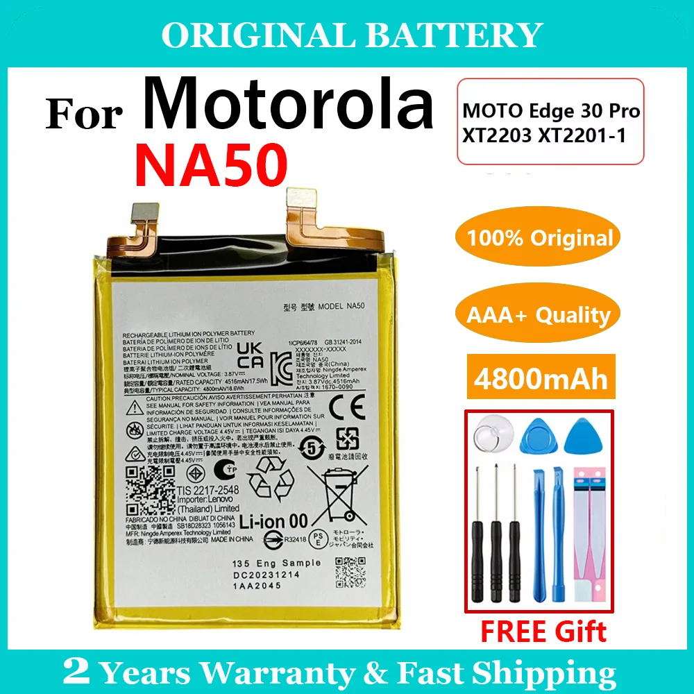 

100% Original 4800mAh NA50 Battery For Motorola MOTO Edge 30 Pro XT2203 XT2201-1 Replacement Batteries Rechargeable Battery