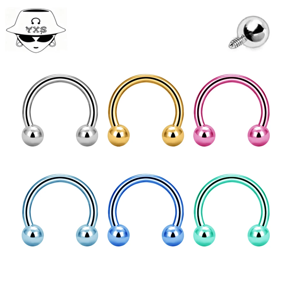 1Piece ASTM F136 Titanium 20/18/16G Anodizing Internal Thread Nose Rings Screw Septum Rings Helix Lip Piercings Earrings