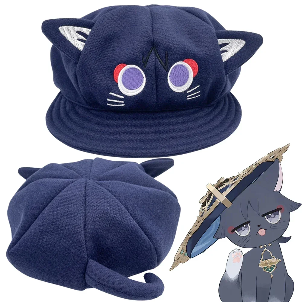 Game Genshin Impact Balladeer Cosplay Hat Wanderer Scaramouche Cute Cat Kids Adult Octagonal Cap Autumn Winter Warm Xmas Gift