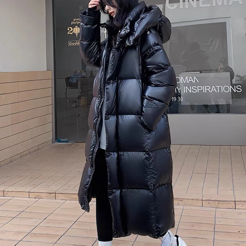 Puffer Jacket for Women, Windproof, Thickened, Loose, Warm Parka, Casual, Sporty, High-end Snow, Long Down Jackets, New, Winter