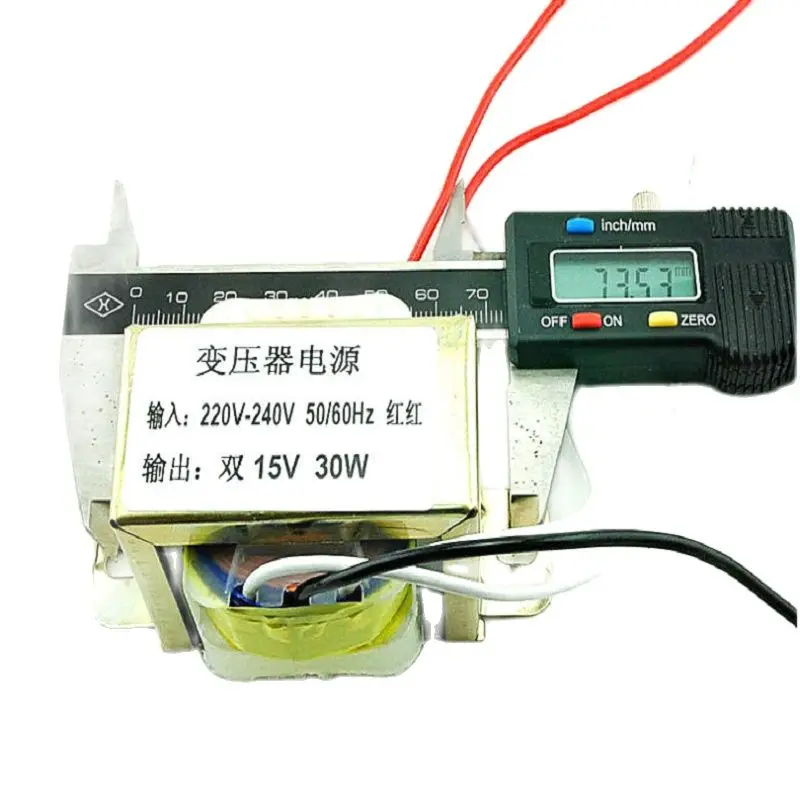 30w Power Supply Transformer, Input: 220v / 50hz ,Output: Double 15v