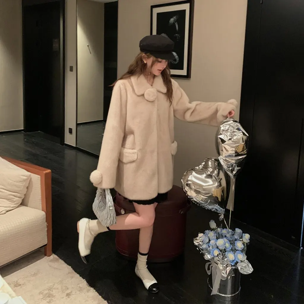 

Xu Yiyi женская бархатная куртка из искусственного норки, осенне-зимняя коллекция, утягивающая меховая шуба средней длины в молодом стиле