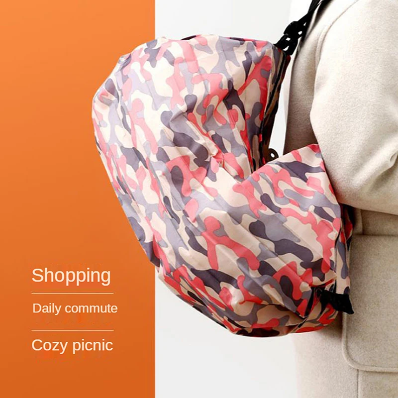 Foldable Storage Bag With Handle Portable Travel Camouflage Handbags 2023 New Large Capacity Shopping Bag