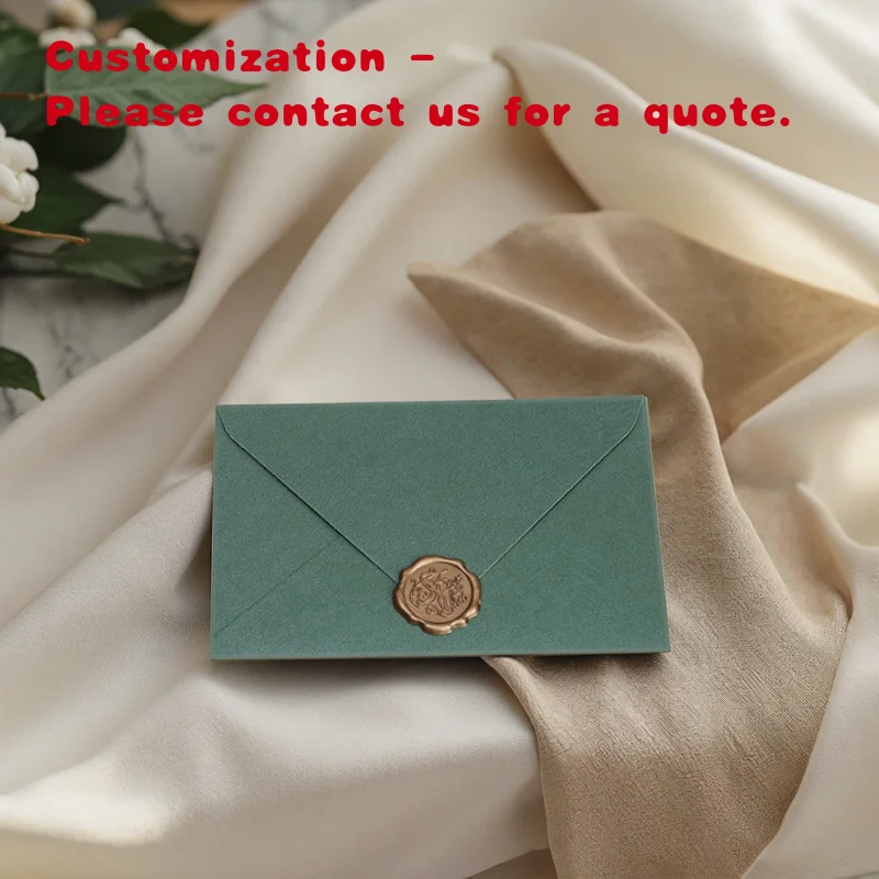 custom.MOQ Western Style Envelope Custom Size Avocado Green Business Wedding Paper Envelope  with Optional Sticker