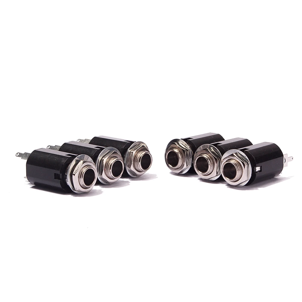 

6 pcs 1/4 Inch 6.35Mm Stereo Endpin Input Socket Cylinder Plug Replacement For Acoustic Electric Bass Socket Guitar Output Jack