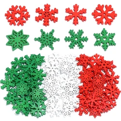 15g/pack 20-25mm Wooden Snowflakes Slices Colored Wood Snow Shaped Cutouts for DIY Christmas Crafts Decoration Accessories