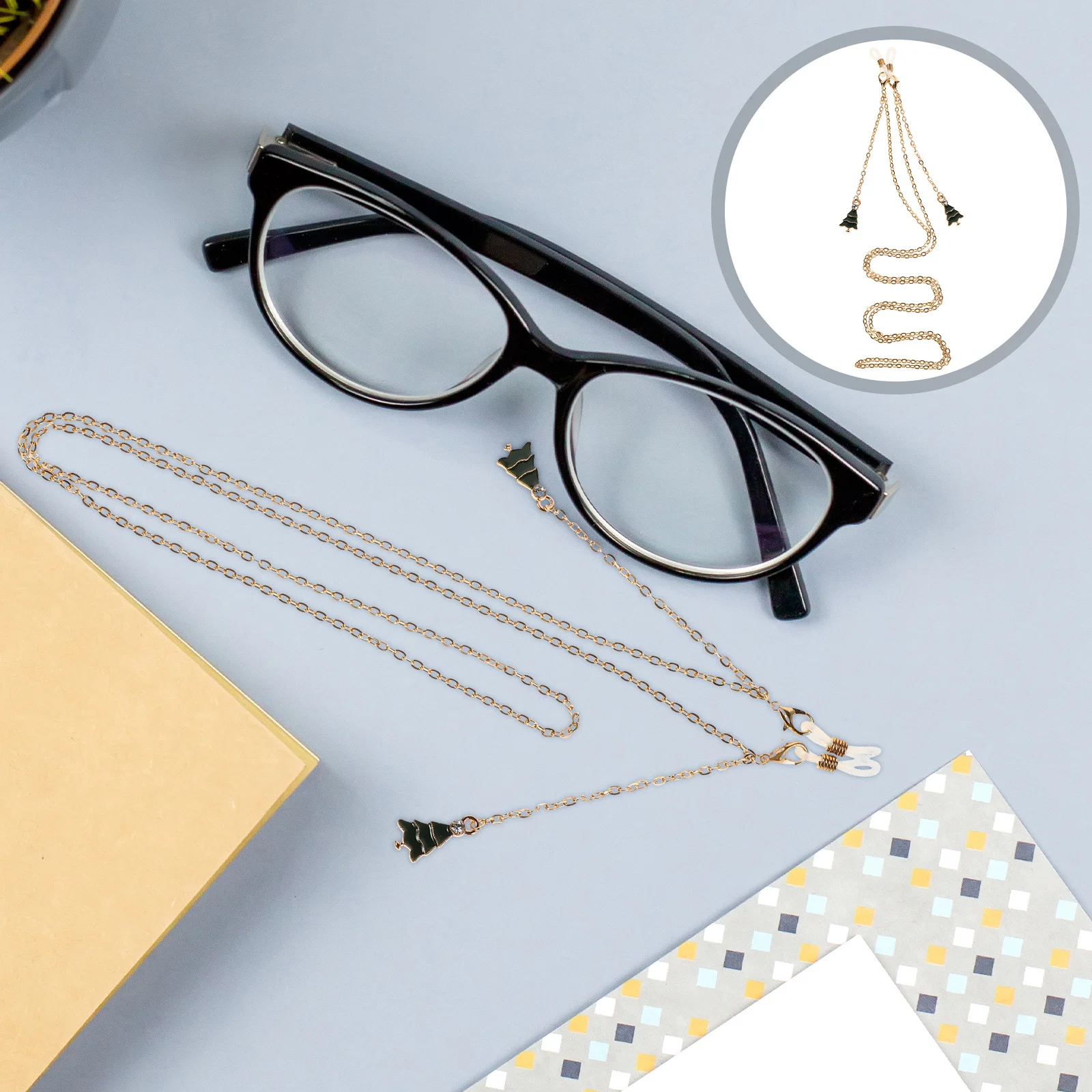 

1Pair Metal Eyeglass Chain Stylish Christmas Tree Tassel Design Secure Glasses Holder Strap Women Sunglasses Chain