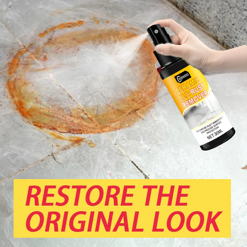 Powerful Rust Remover Spray, Removes Rust and Restores Luster. Suitable for Common Materials Such as Tiles, Marble, Quartz Stone