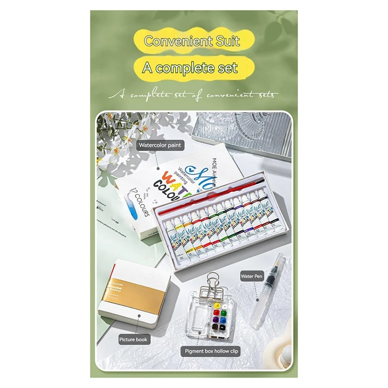 BEDW-paquet de Palette de peinture prête à l'emploi pour voyage, Mini Palette de peinture de voyage acrylique, Mini Palette de peinture de voyage avec Clips de reliure