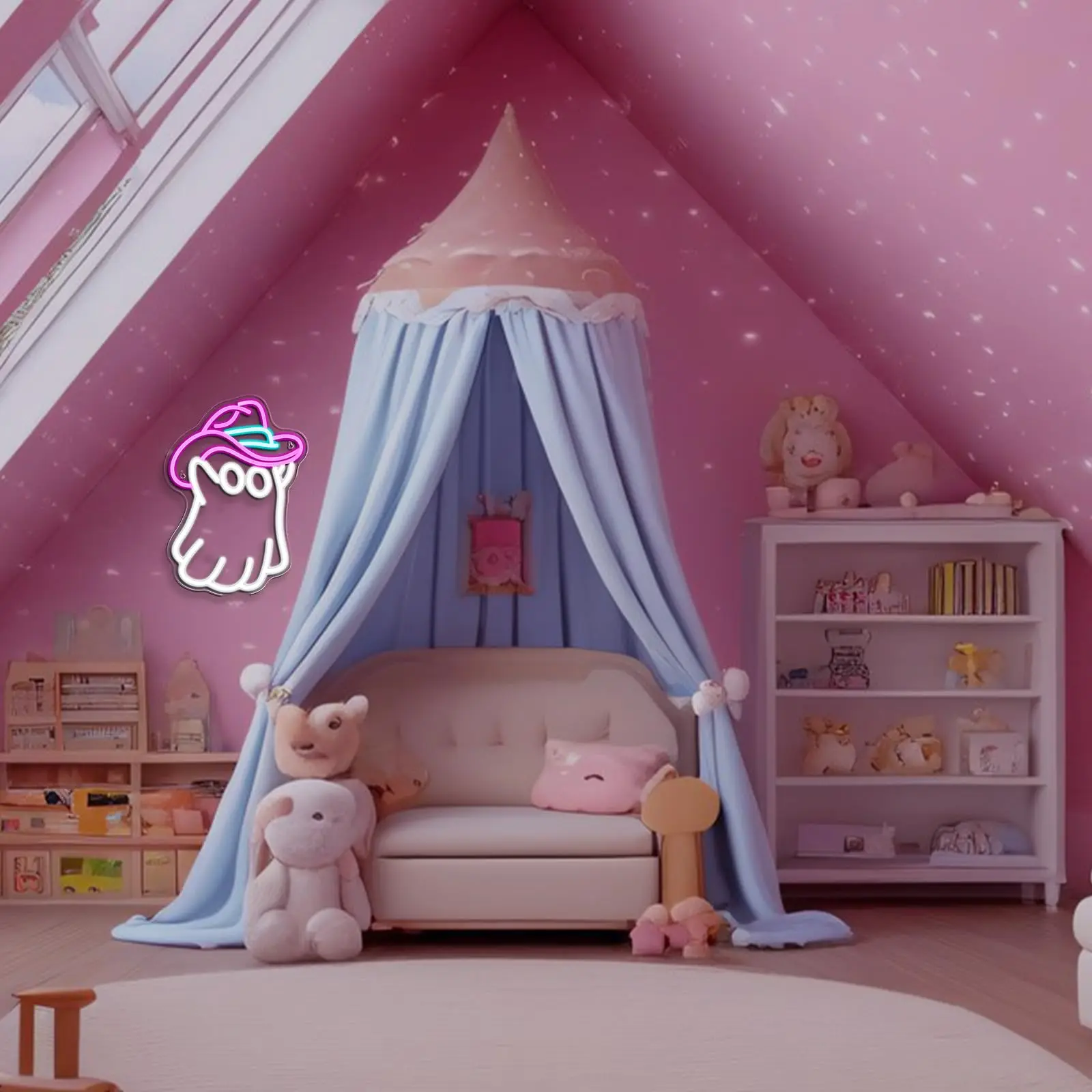 قبعة رعاة البقر شبح النيون تسجيل ل جدار ديكور هالوين النيون علامات تضيء علامات للأطفال غرفة نوم حفلة الفصول الدراسية زينة