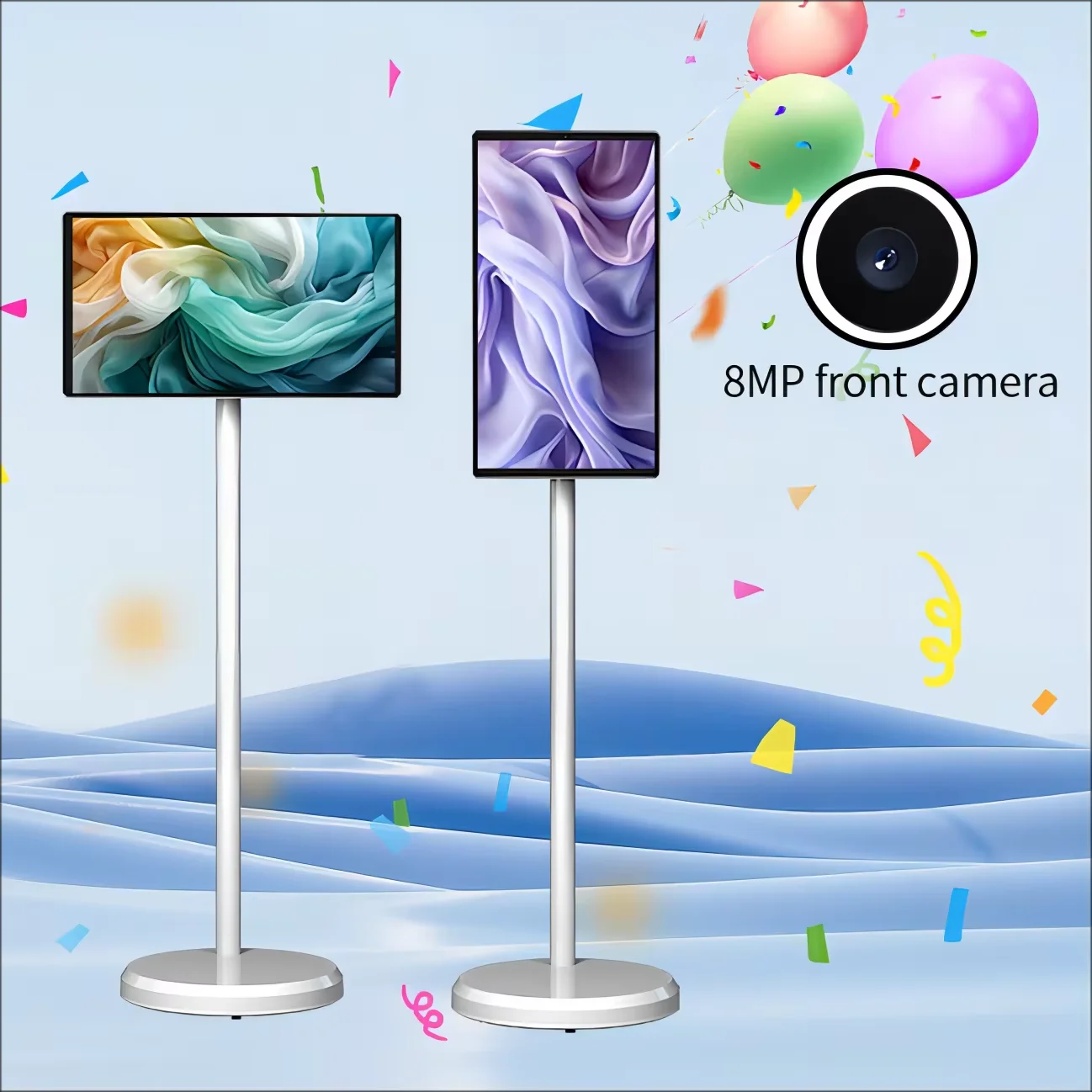 21.5 인치 안드로이드 태블릿 컴퓨터 Hd 디스플레이 플로어 스탠딩 디스플레이 터미널 8Mp 카메라 회전 터치 올인원 기계