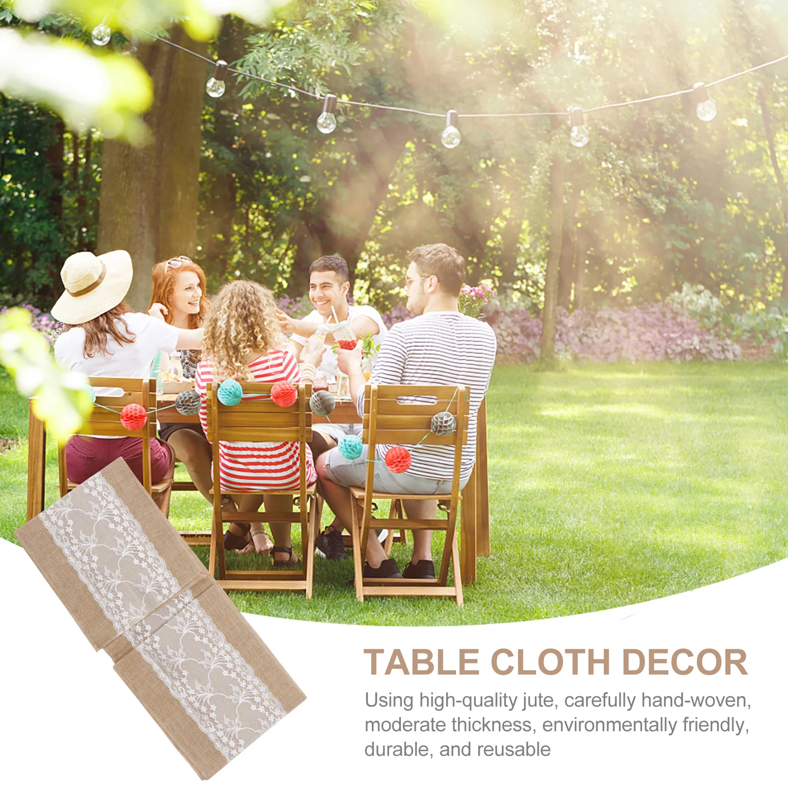 

Jute Table Runner Hollow Pattern Rustic Style Tablecloth Wedding Kitchen Party Table Decor Supplies Wedding Tablecloth