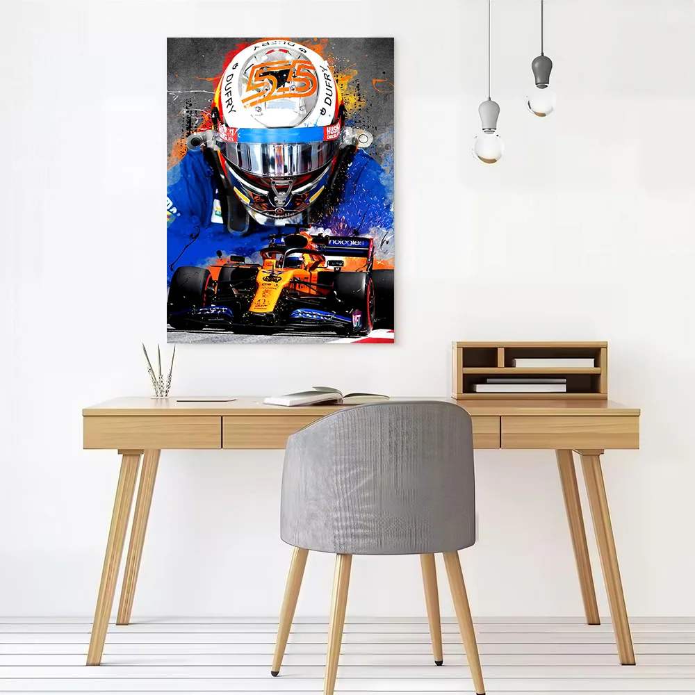 Carlos Sainz Canvas Poster Wall Art Customizable High Quality Printed Picture for Decor Living Room Decorations Painting Bedroom