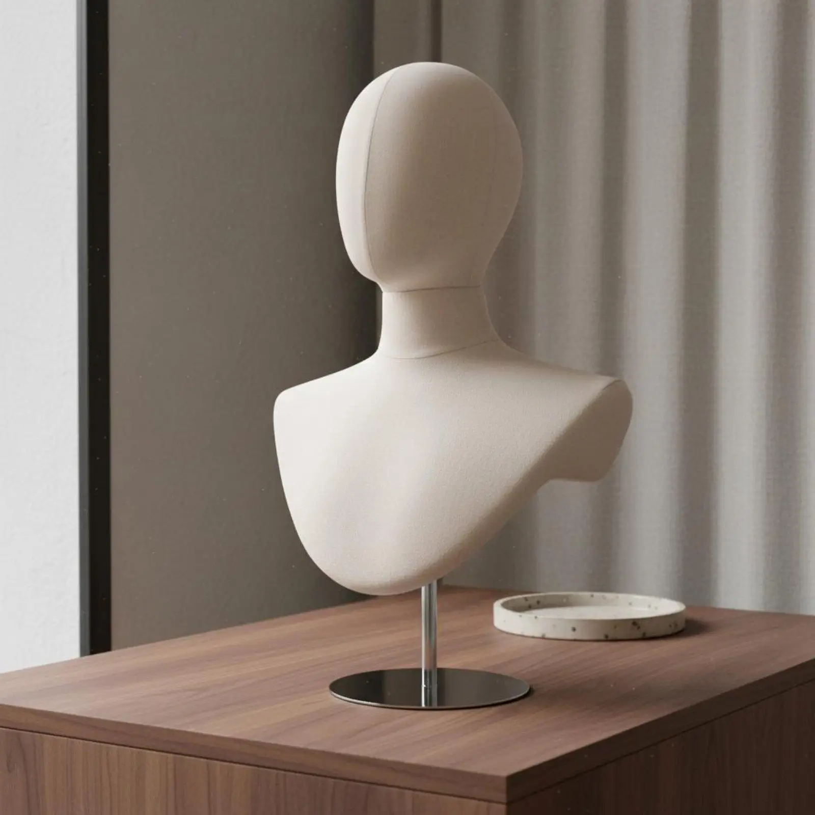 Head and Shoulders Mannequin Adjustable Height Hat Bust Stand Peg Insertable