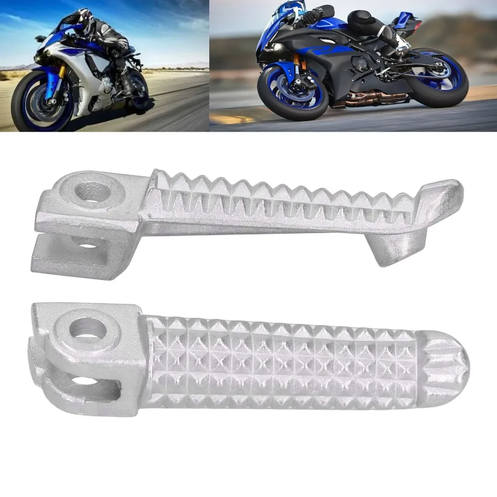 1Pair Aluminum Footrest - Corrosion Resistant For YZF R1 2002‑2012 YZF R6 2003‑2011, Motorcycle Front Foot Pedal w/Anti-Slip