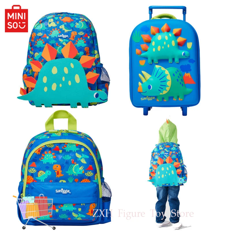 Genuine Australia Smiggle Schoolbag Pupil Medium Hat Cartoon Backpack Dinosaur Shape Children'S Shoulder Bag Cartoon Cup Gift