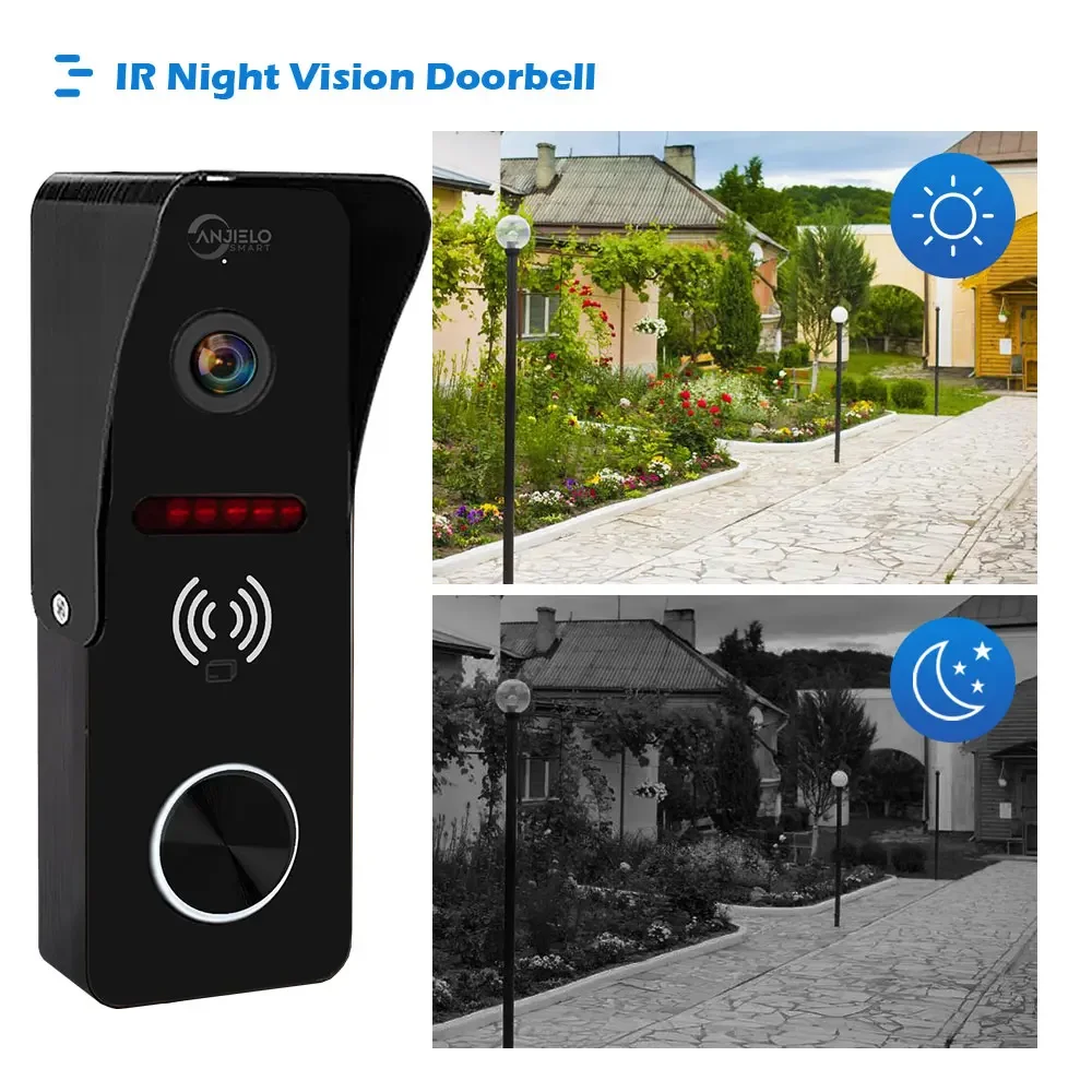 ANJIELO 1080P Video Intercom Outdoor Unit 160° Wide-angle IP65 Waterproof Night Vision Metal Doorbell With IC Card Unlock