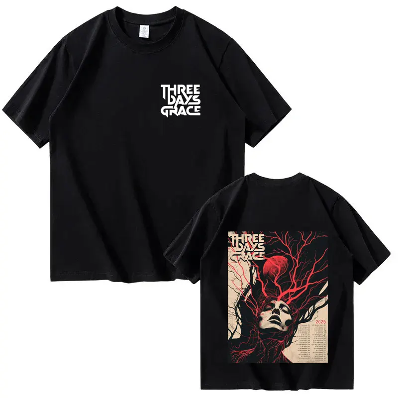 Três dias de graça do cantor harajuku moda masculina e feminina em torno do pescoço 2025 verão puro algodão 100% impresso camiseta