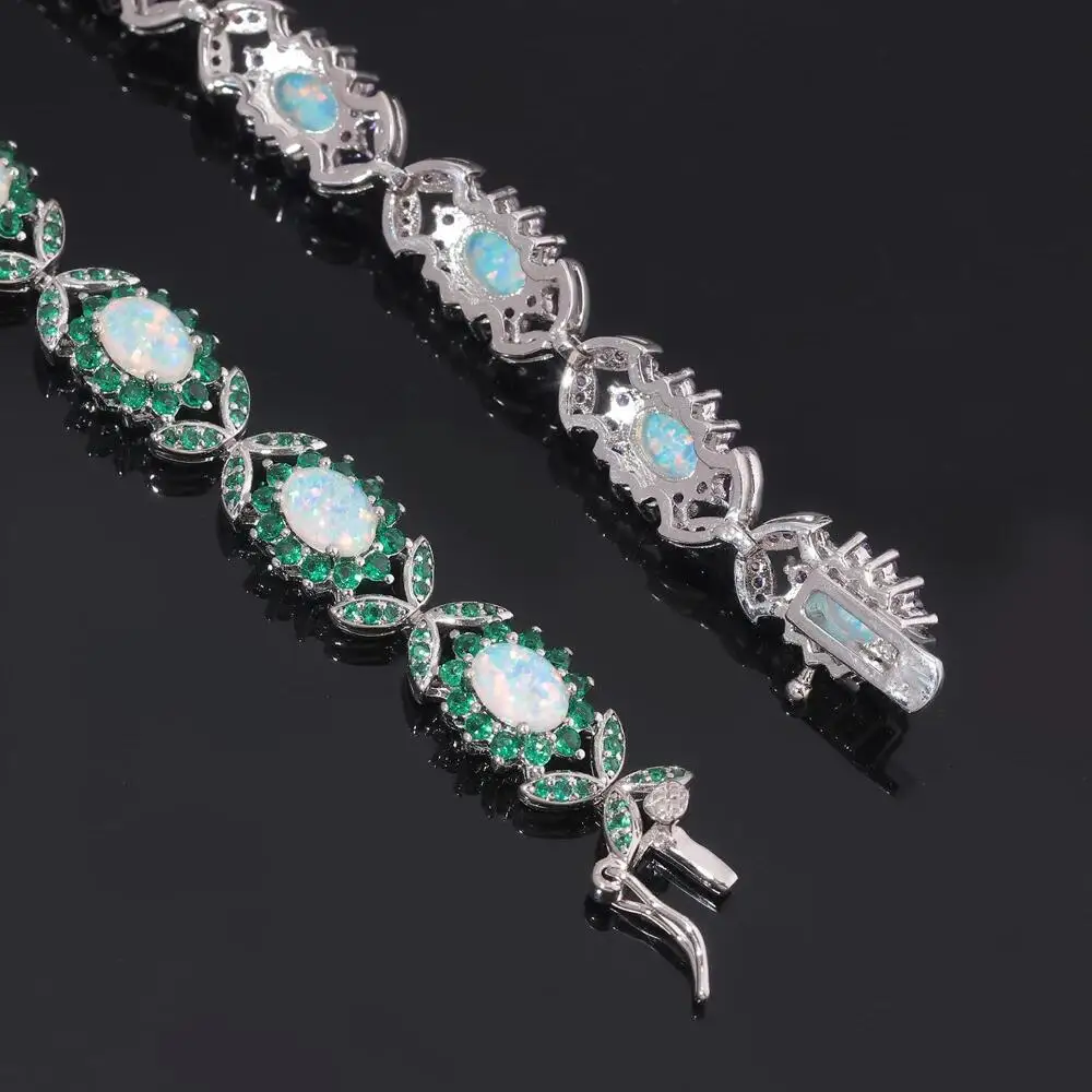 CiNily Exquisite Fire Opal Silver Plated Chain Bracelets for Anniversary Gift Women Fine Jewelry Bracelet OS691-92