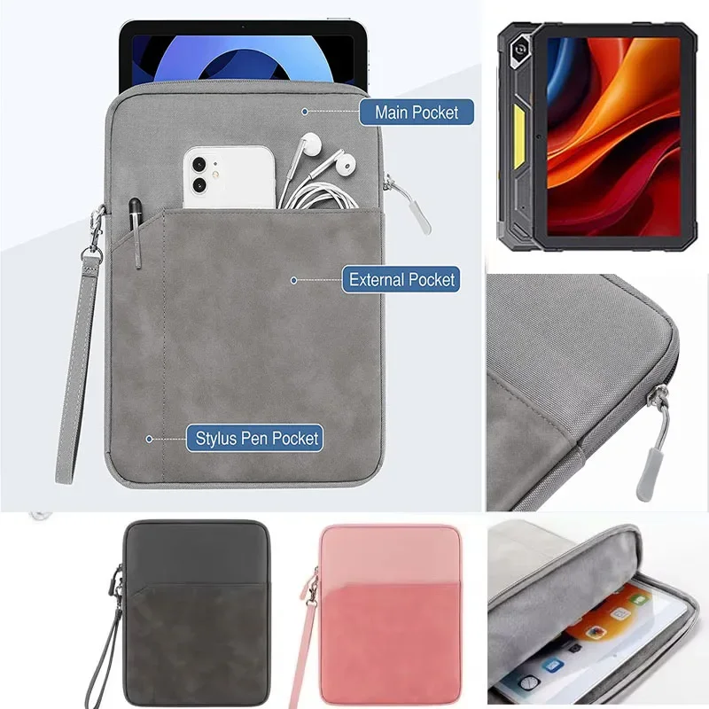 for Cubot Tab KingKong Mini Carry Bag Lanyard Pocket Zip Pouch Waterproof Sleeve Velvet Lining Anti Drop Bumper