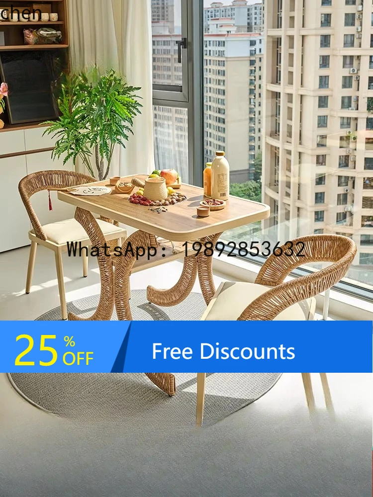 

AA Balcony Tea Table and Combination Fireplace Tea Brewing Leisure Multifunctional Electric Ceramic Stove Coffee Table Chair
