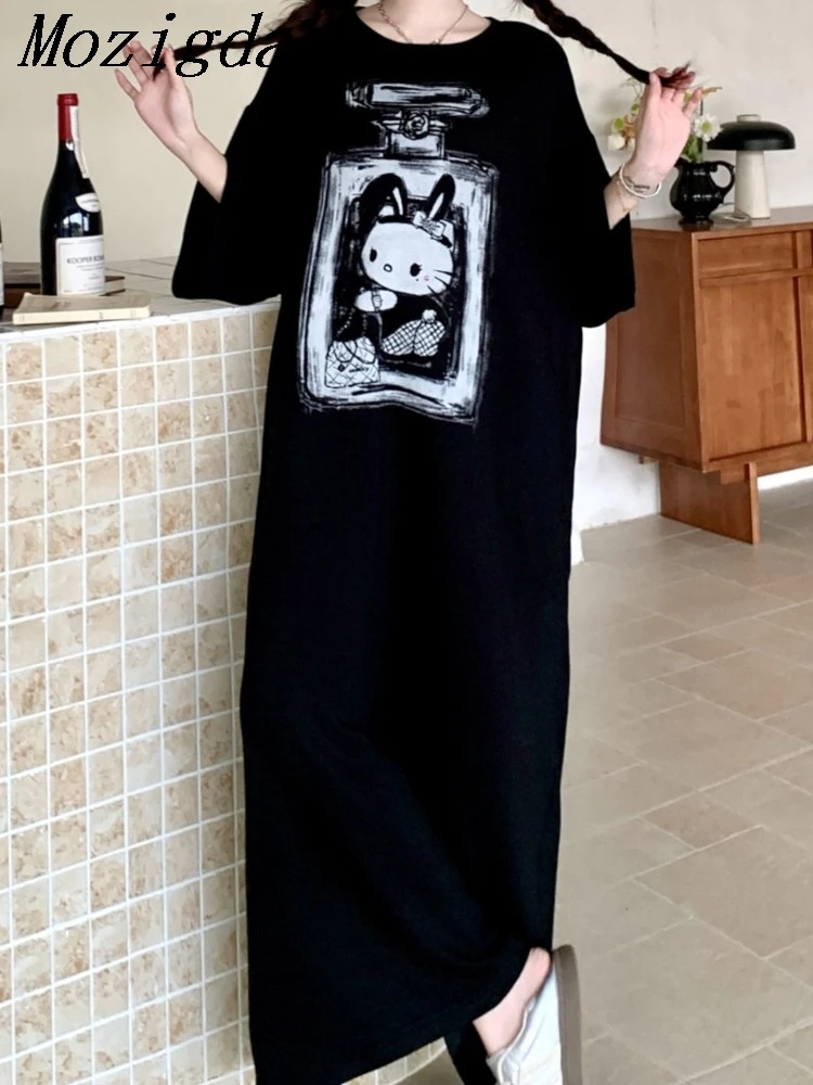 プラスサイズのマタニティドレスロング半袖 Tシャツドレス韓国スタイルルーズカジュアルレディースドレスミッドレングス夏のファッション