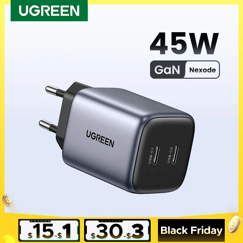 UGREEN GaN 45W USB Charger Fast Charger PD QC 3.0 USB C Charger Quick Charger For iPhone 14 13 Travel Charger for Samsung S21