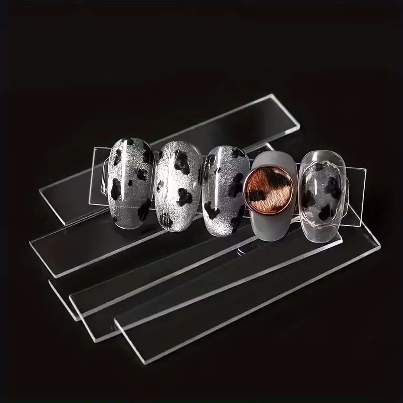 50個/セット 付け爪 ネイルアート ディスプレイスタンド 透明 練習用 アクリル ジェルポリッシュ ホルダー ストリップ マニキュア 展示ツール