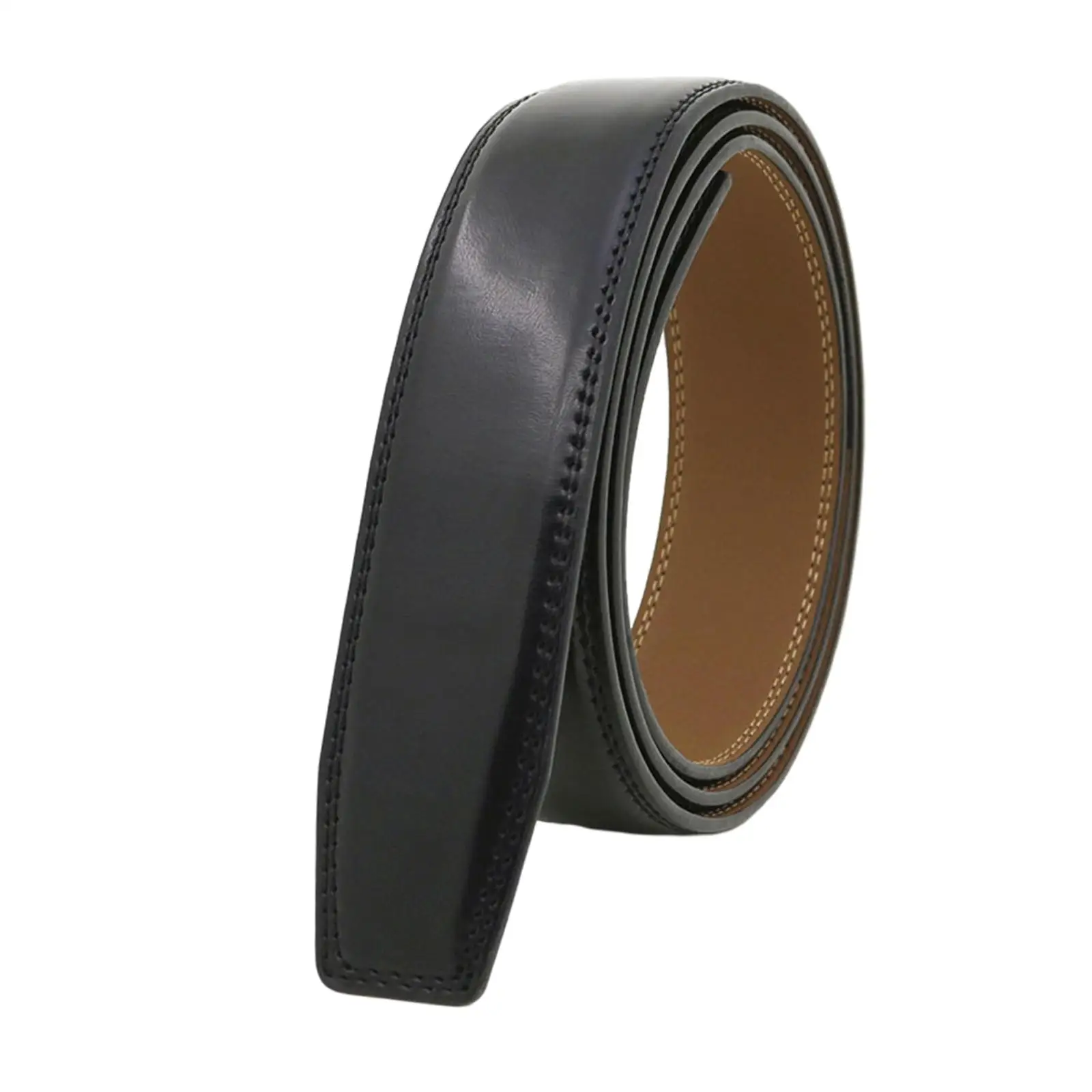 No Buckle Leather Mens Belt Strap Replacement Genuine Cowhide Automatic Waistbelt for Casual or Formal Pants
