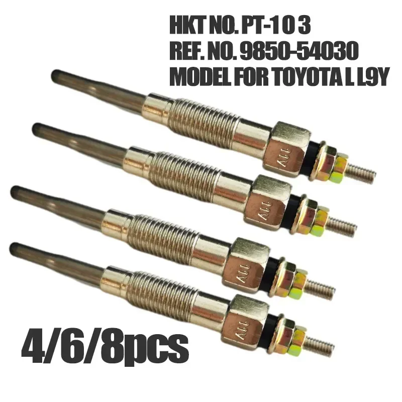 4/6/8x PT103 Turbo Heater Glow Plug 19850-54030 19850-78200-71 For Toyota Hilux Hiace Land Cruiser 1DZ 3Z 15Z Diesel Engin 5-7FD