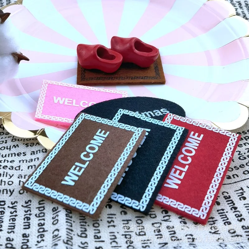 6pcs 1:12 Dollhouse Miniature Non-woven Fabric Carpet Mat Dolls House Living Room Furniture Decoration Accessories view 3