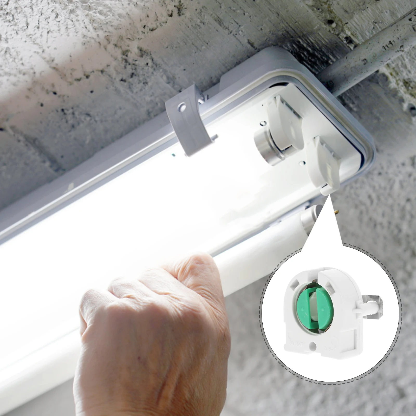 

20pcs Fluorescent Light Holder Lamp Tube Bracket Sturdy Easy Installation Durable Indoor Outdoor Use Replacement Lampholder