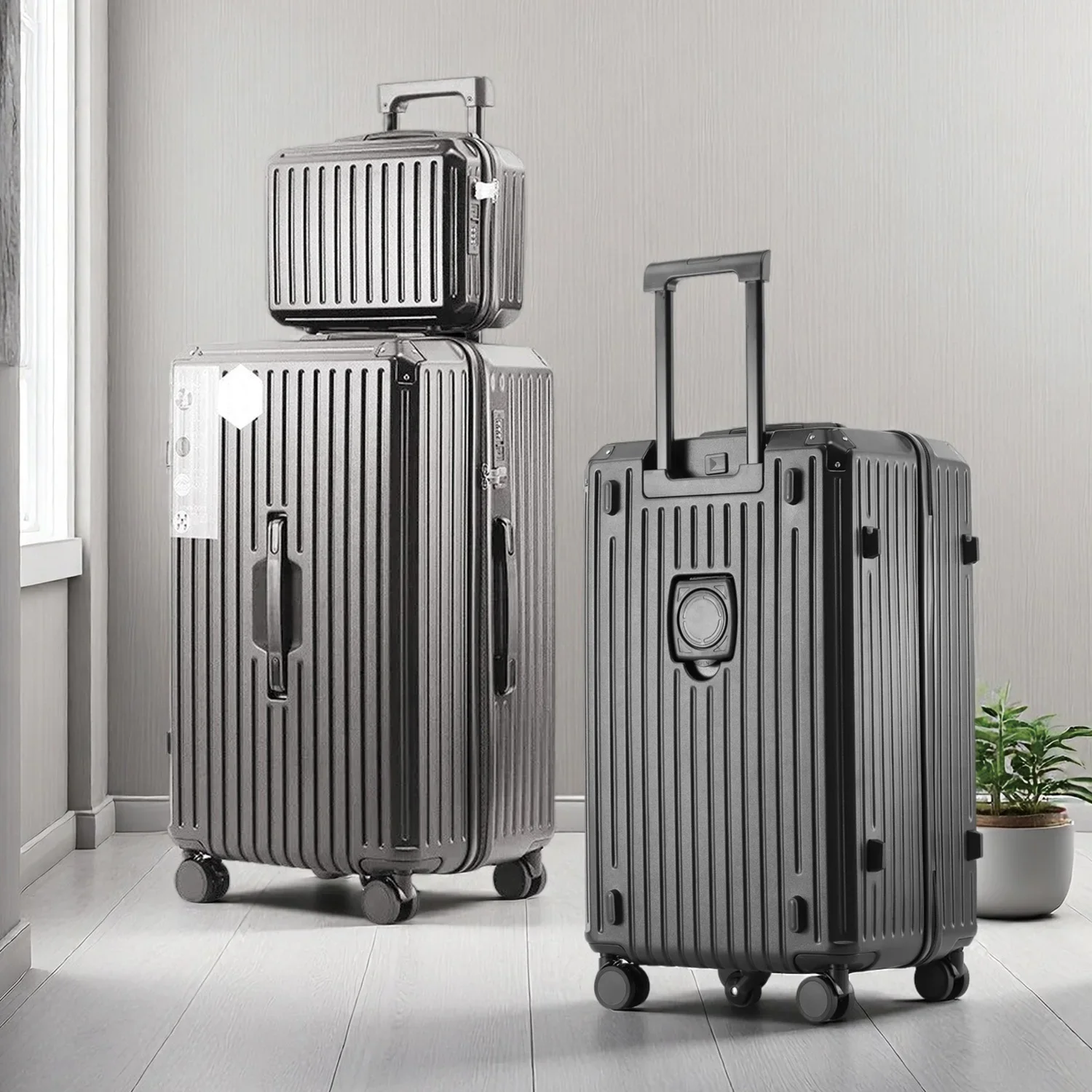 Verdicktes Koffer-Set mit extrem großer Kapazität, ABS + PC-Material, Trolley-Koffer, USB-Ladeschnittstelle, Universal-Räder, Gepäck