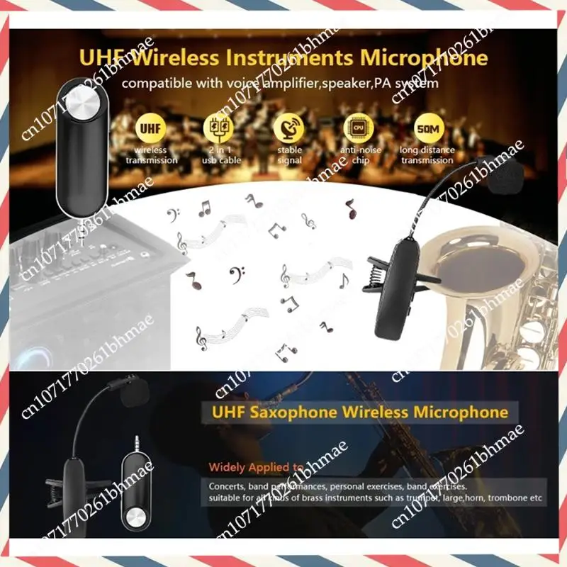 

-A21Z UHF Беспроводная система микрофона для инструмента, саксофона, беспроводной приемник-передатчик, черный, отлично подходит для трубы