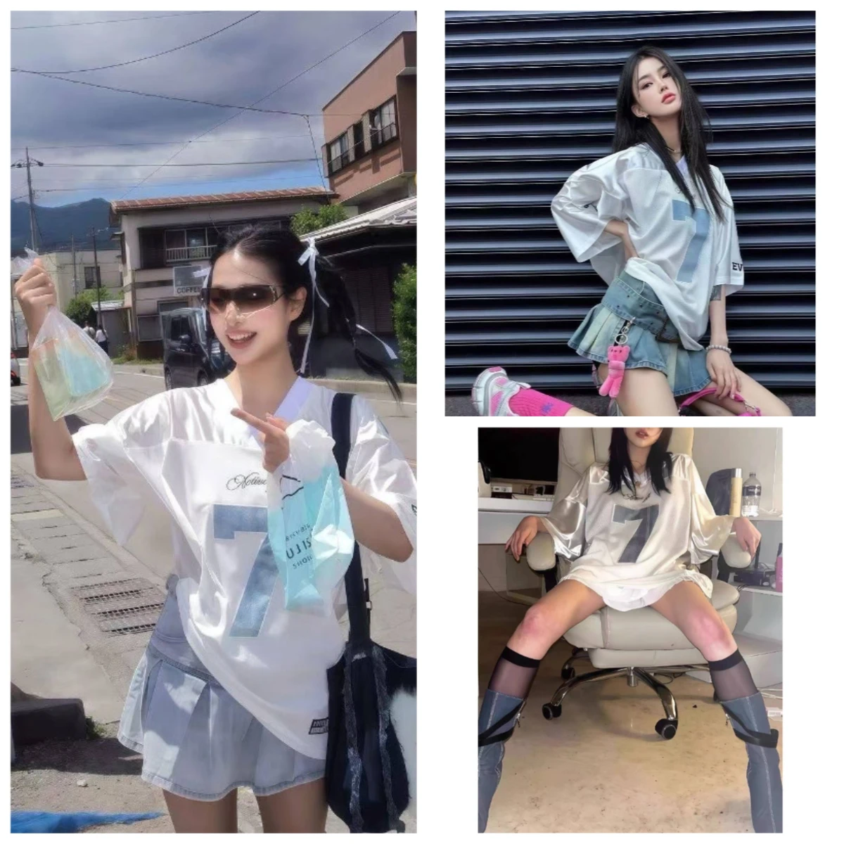 

Лето 2022, корейские модные топы в стиле ретро, нишевые модные брендовые ретро американские уличные трикотажные изделия с v-образным вырезом, свободная женская футболка с короткими рукавами