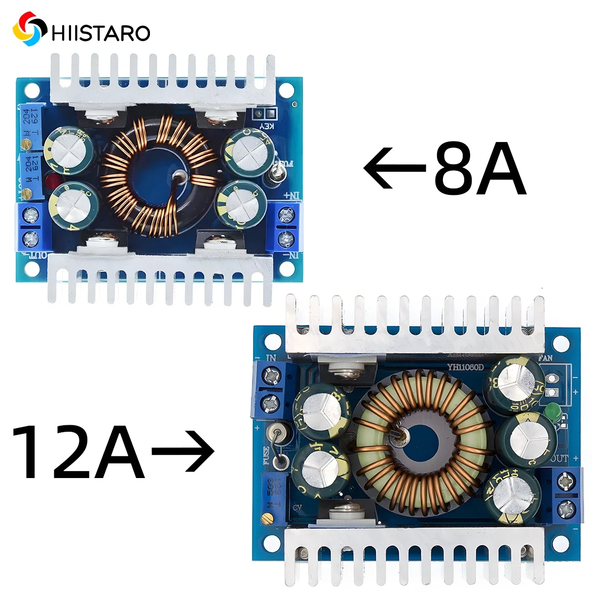 1Pcs DC-DC Power Module, 8A Auto Step Up/Down or 12A Step Down, CV CC Adjustable Power Supply for Solar Wind Vehicle Charging