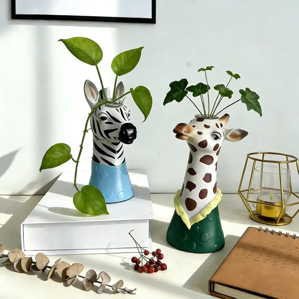 Nordic Aesthetic Vase Zebra Design Resin Like Ornament Simple Home Decoration For Housewarming Gift Living Room