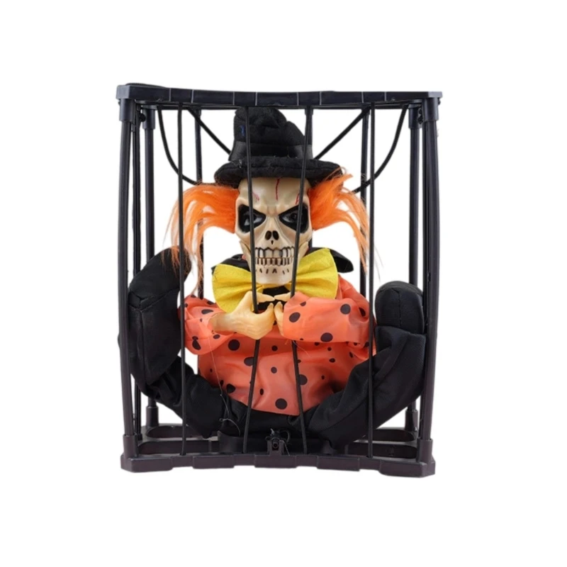 

Animated Skeleton Cage Specter Ornament Halloween Decoration ABS Eerie Home Decoration for Indoor Outdoor Use