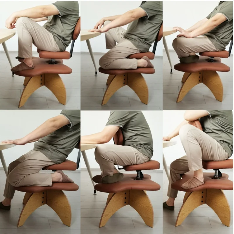 Cross Legged Chair With Backrest Height-Adjustable Stool for Posture Wooden Knee Office Chair Ergonomic Seat Monkey Crouching