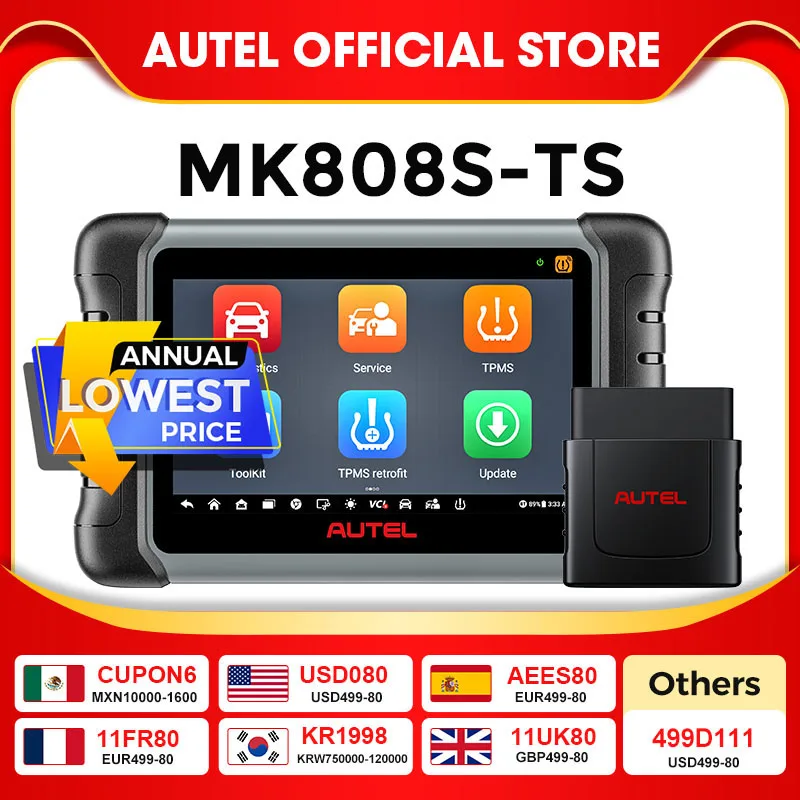 Autel MaxiCOM MK808S-TS OBD2 Bluetooth Scanner Car Tpms Diagnostic Tools Automotive Scanner Active Test Upgraded of MK808TS