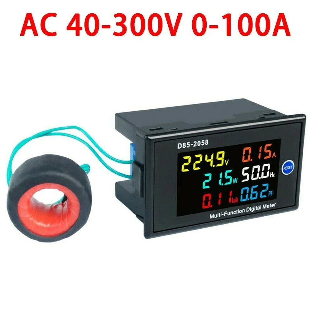 1PCS 0-100A AC LCD Digital Voltmeter Ammeter Freq Energy Power Factor Panel Meter AC Voltage Current Monitoring Detector