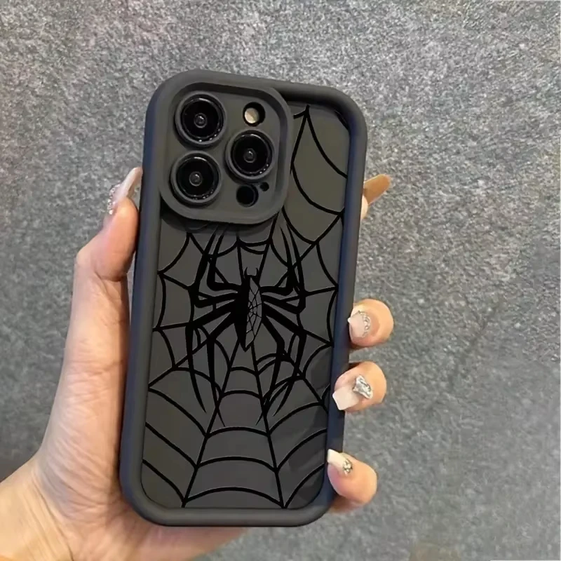 Funda con patrón de araña para iPhone 17 Air 16 11 12 13 14 15 Pro Max XS X XR a prueba de golpes, silicona mate con parachoques 6