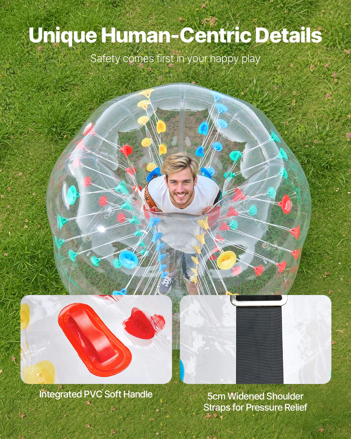 VEVOR 1-Pack 5FT كرات مصد قابلة للنفخ الجسم السومو زورب الكرة 0.8 مللي متر سميكة بولي كلوريد الفينيل فقاعة مطرقة لعبة بوبر لحديقة ساحة بارك