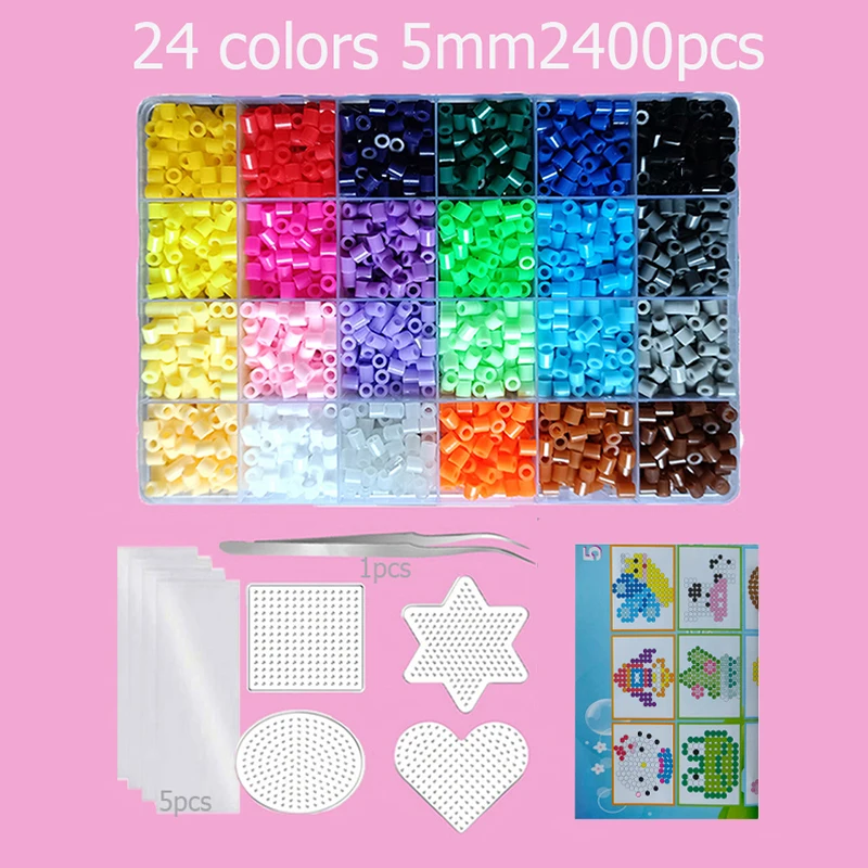 Hama Beads Box Thermomosaik-Bügelperlen, Bügelperlen, Schmelzperlen, DIY-Spielzeug, 24 48 72 Farben 2,6MM 5MM